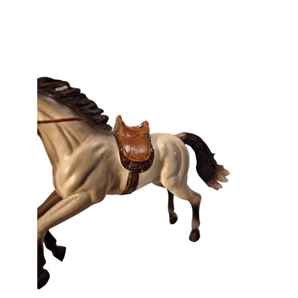 New Ray Horse Rearing Gray White Molded Brown Saddle Bridle 5x3" - Picture 12 of 16